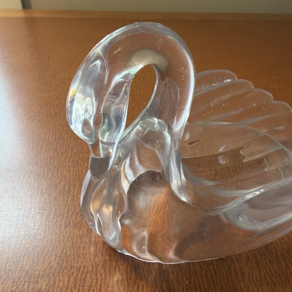 Vintage Swan Soap Dish 70's Kitsch Clear Plastic Lucite Trinket Holder
